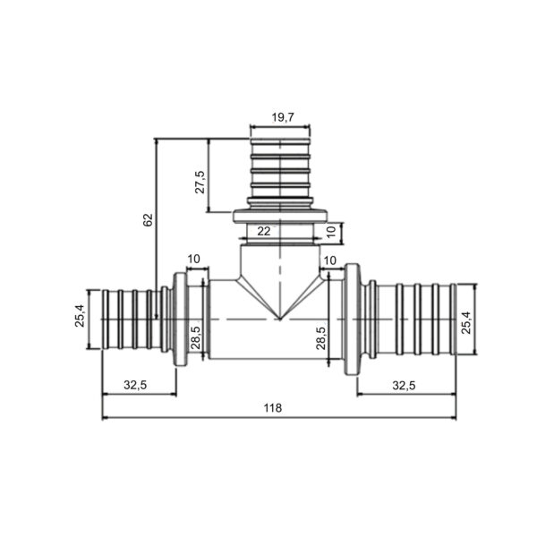 Тройник натяжной Icma No1039 d32х25х32 851039GYGXGY05 Трійник натяжний Icma №1039 d32х25х32 851039GYGXGY05