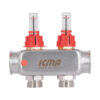 Колектор Icma № К073 з витратомірами (нерж.) 1" х 3/4" на 2 виходи Колектор Icma № К073 з витратомірами (нерж.) 1" х 3/4" на 2 виходи