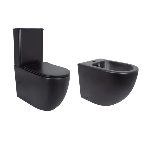 Акційний набір: Унітаз напольний Robin Ultra Quiet QT13226083AMB 660x360x855 Black + Біде напольне Robin QT13442141CMB 565x360x405
