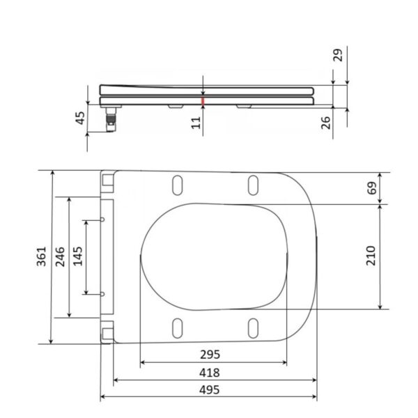 Сидіння для унітаза підлогового (Aries) 445×360×30 мм, White, з мікроліфтом? Slim Duroplast, Quick Release QT03228302W3 Qtap