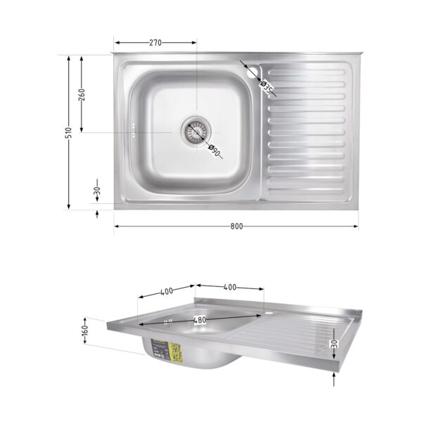 Кухонна мийка Brinex 5080-L 0,6 мм Satin (BRIN5080LSAT06) Кухонна мийка Brinex 5080-L 0,6 мм Satin (BRIN5080LSAT06)