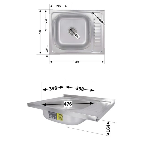 Кухонна мийка Brinex 6050-L 0,6 мм Satin (BRIN6050LSAT06)