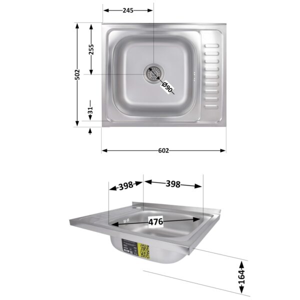 Кухонна мийка Brinex 6050-R 0,6 мм Satin (BRIN6050RSAT06) Кухонна мийка Brinex 6050-R 0,6 мм Satin (BRIN6050RSAT06)