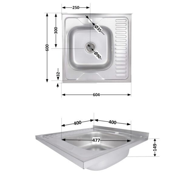 Кухонна мийка Brinex 6060-L 0,6 мм Satin (BRIN6060LSAT06) Кухонна мийка Brinex 6060-L 0,6 мм Satin (BRIN6060LSAT06)