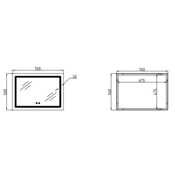 Дзеркало Qtap Mideya (DC-F614) 700х500 з LED-підсвічуванням Touch, з антизапотіванням, димером QT2078NCF07050W Дзеркало Qtap Mideya (DC-F614) 700х500 з LED-підсвічуванням Touch, з антизапотіванням, димером QT2078NCF07050W