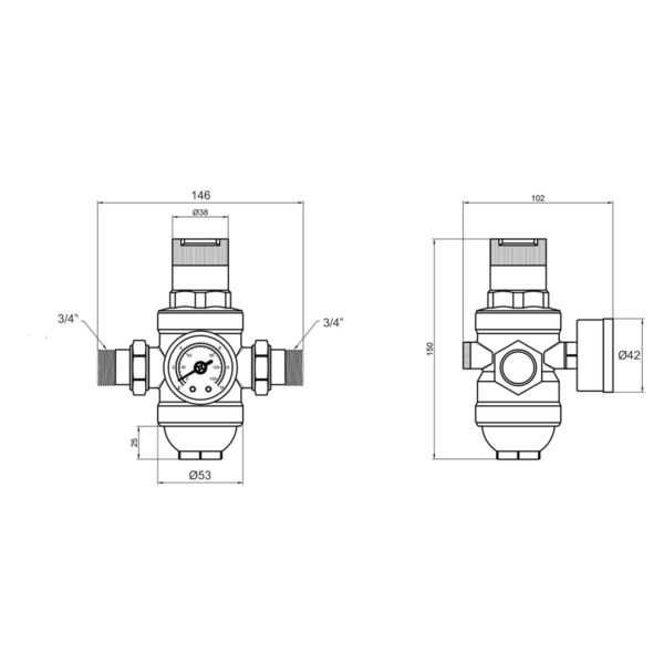 Фильтр самопромывной Thermo Alliance Forte 3/4" с редуктором для холодной воды SF128W20 Фільтр самопромивний Thermo Alliance Forte 3/4" з редуктором для холодної води SF128W20