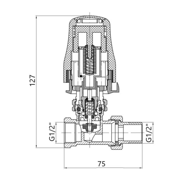 Кран Thermo Alliance Standart RTL прямий 1/2"ВЗ TAS01615 Кран Thermo Alliance Standart RTL прямий 1/2"ВЗ TAS01615