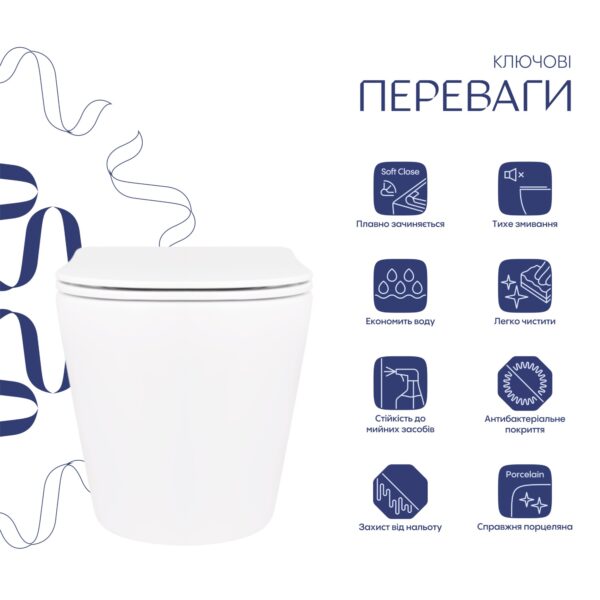 Унітаз підвісний Qtap Scorpio безободковий Ultra Quiet з сидінням Soft-close QT14332380ASW Унітаз підвісний Qtap Scorpio безободковий Ultra Quiet з сидінням Soft-close QT14332380ASW