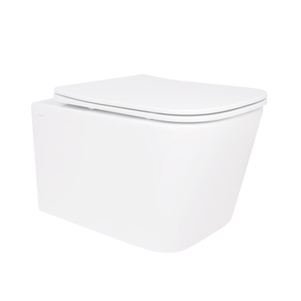 Унітаз підвісний Crow Rimless 485х340х330 мм, White, з сидінням Slim Duroplast/ Soft-close/ Quick Release QT05335171RW Qtap