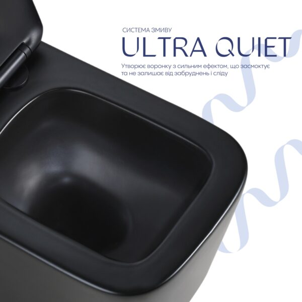 Унітаз підвісний Qtap Crow Ultra Quiet 485×340×290 мм, Matt Black, з сидінням Slim Duroplast/ Soft-close/ Quick Release Унітаз підвісний Qtap Crow Ultra Quiet 485×340×290 мм, Matt Black, з сидінням Slim Duroplast/ Soft-close/ Quick Release