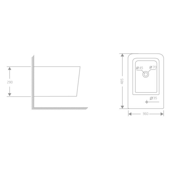 Біде підвісне Qtap Crow 485х340х290 мм White QT05555371W Біде підвісне Qtap Crow 485х340х290 мм White QT05555371W