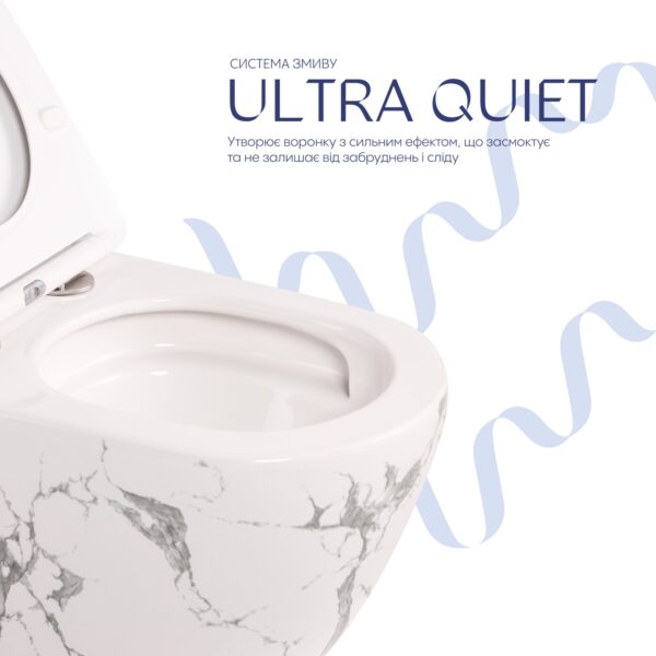 Унітаз підвісний Robin Ultra Quiet 490×365×325 мм, Marble, з сидінням Slim Duroplast / Soft-close / Quick Release QT13332381АSMR Унітаз підвісний Robin Ultra Quiet 490×365×325 мм, Marble, з сидінням Slim Duroplast / Soft-close / Quick Release QT13332381АSMR