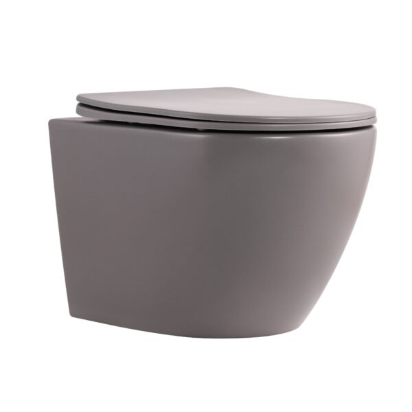Унітаз підвісний Robin Ultra Quiet 490×365×325 мм, Stone Grey, з сидінням Slim Duroplast / Soft-close / Quick Release Унітаз підвісний Robin Ultra Quiet 490×365×325 мм, Stone Grey, з сидінням Slim Duroplast / Soft-close / Quick Release