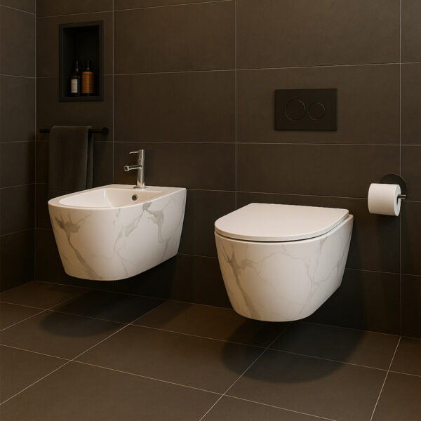 Біде підвісне Qtap Robin 515x370x350 мм, Marble QT13551381GMR Біде підвісне Qtap Robin 515x370x350 мм, Marble QT13551381GMR