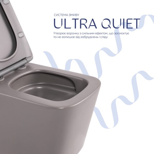 Унитаз подвесной Tern Ultra Quiet 490×365×325 мм, Stone Grey, c сиденьем Slim Duroplast / Soft-close / Quick Release Унітаз підвісний Tern Ultra Quiet 490×365×325 мм, Stone Grey, з сидінням Slim Duroplast / Soft-close / Quick Release