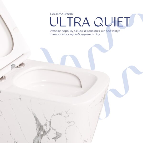 Унитаз подвесной Tern Ultra Quiet 490×365×325 мм, Marble, c сиденьем Slim Duroplast / Soft-close / Quick Release QT17332303ASMR Унітаз підвісний Tern Ultra Quiet 490×365×325 мм, Marble, з сидінням Slim Duroplast / Soft-close / Quick Release QT17332303ASMR