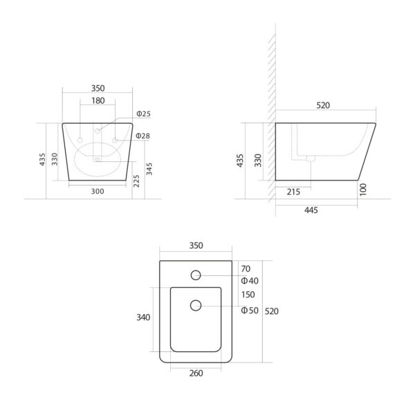 Біде підвісне Qtap Tern 520x350x330 мм, Beige QT17551303GSB Біде підвісне Qtap Tern 520x350x330 мм, Beige QT17551303GSB