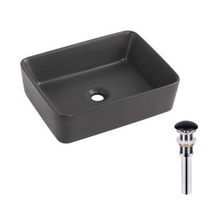Раковина накладна Qtap Tern 480x370x135 мм, Anthracite, прямокутна, з донним клапаном QT17116069AN
