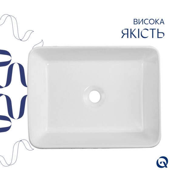 Раковина накладная Qtap Tern 480x370x135 мм, Marble, прямоугольная, с донным клапаном QT17116069MR Раковина накладна Qtap Tern 480x370x135 мм, Marble, прямокутна, з донним клапаном QT17116069MR