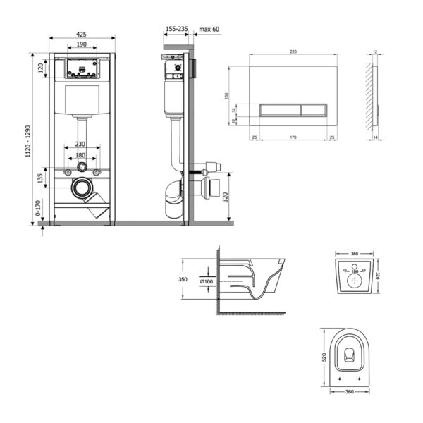 Готове рішення Qtap для ванної кімнати: підвісний унітаз Swan Ultra Quiet 520x360x320 + комплект інсталяції Nest 4 в 1 (лінійна Готове рішення Qtap для ванної кімнати: підвісний унітаз Swan Ultra Quiet 520x360x320 + комплект інсталяції Nest 4 в 1 (лінійна