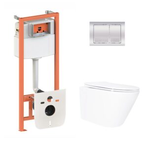 Готовое решение Qtap для ванной комнаты: подвесной унитаз Swan Ultra Quiet 520x360x320 + комплект инсталляции Nest 4 в 1 (квадратный Готове рішення Qtap для ванної кімнати: підвісний унітаз Swan Ultra Quiet 520x360x320 + комплект інсталяції Nest 4 в 1 (квадратна