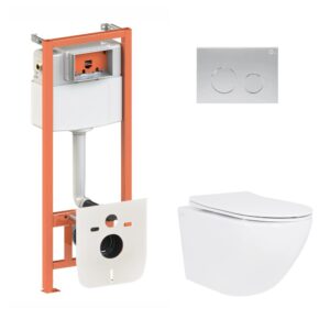 Готовое решение Qtap для ванной комнаты: подвесной унитаз Jay Ultra Quiet 520x360x320 + комплект инсталляции Nest 4 в 1 (круглая Готове рішення Qtap для ванної кімнати: підвісний унітаз Jay Ultra Quiet 520x360x320 + комплект інсталяції Nest 4 в 1 (кругла