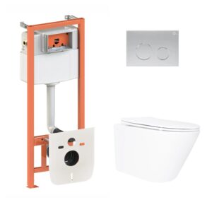 Готовое решение Qtap для ванной комнаты: подвесной унитаз Swan Ultra Quiet 520x360x320 + комплект инсталляции Nest 4 в 1 (круглая Готове рішення Qtap для ванної кімнати: підвісний унітаз Swan Ultra Quiet 520x360x320 + комплект інсталяції Nest 4 в 1 (кругла