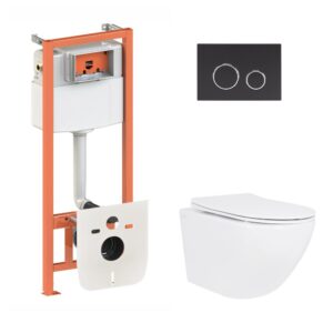 Готовое решение Qtap для ванной комнаты: подвесной унитаз Jay Ultra Quiet 520x360x320 + комплект инсталляции Nest 4 в 1 (круглая Готове рішення Qtap для ванної кімнати: підвісний унітаз Jay Ultra Quiet 520x360x320 + комплект інсталяції Nest 4 в 1 (кругла
