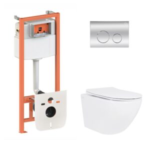 Готовое решение Qtap для ванной комнаты: подвесной унитаз Jay Ultra Quiet 520x360x320 + комплект инсталляции Nest 4 в 1 (круглая Готове рішення Qtap для ванної кімнати: підвісний унітаз Jay Ultra Quiet 520x360x320 + комплект інсталяції Nest 4 в 1 (кругла