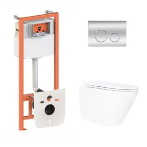 Готовое решение Qtap для ванной комнаты: подвесной унитаз Swan Ultra Quiet 520x360x320 + комплект инсталляции Nest 4 в 1 (круглая Готове рішення Qtap для ванної кімнати: підвісний унітаз Swan Ultra Quiet 520x360x320 + комплект інсталяції Nest 4 в 1 (кругла