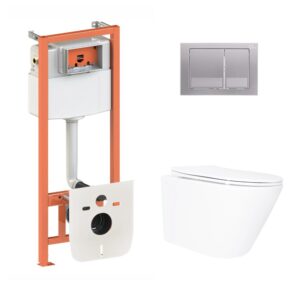 Готовое решение Qtap для ванной комнаты: подвесной унитаз Swan Ultra Quiet 520x360x320 + комплект инсталляции Nest 4 в 1 (квадратный Готове рішення Qtap для ванної кімнати: підвісний унітаз Swan Ultra Quiet 520x360x320 + комплект інсталяції Nest 4 в 1 (квадратна