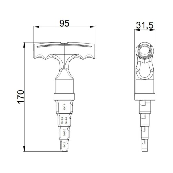 Калібратор з тріскачкою Thermo Alliance для м/п труб d16-32 STD-404
