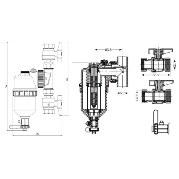 Фільтр-дешламатор Thermo Alliance Forte 1", поворотний (магнітний шламоуловлювач) TAF400G25 Фільтр-дешламатор Thermo Alliance Forte 1", поворотний (магнітний шламоуловлювач) TAF400G25