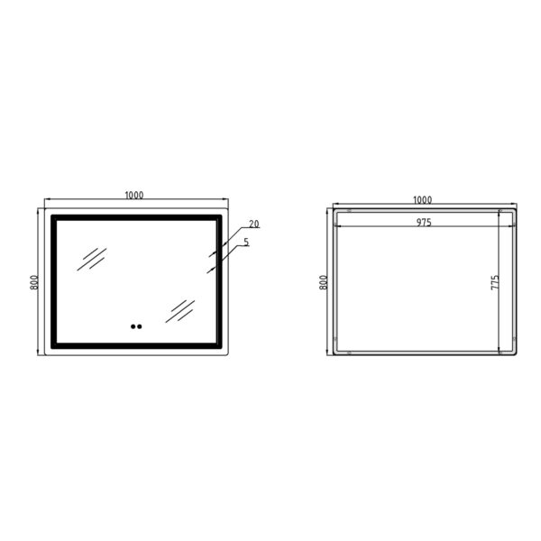 Зеркало Qtap Cardinal (CA2) 1000х800 с LED-подсветкой Touch, с антизапотеванием, с диммером, рег. темп цвета (3000-6500K) Дзеркало Qtap Cardinal (CA2) 1000х800 з LED-підсвічуванням Touch, з антизапотіванням, з димером, рег. темп. кольору (3000-6500K)