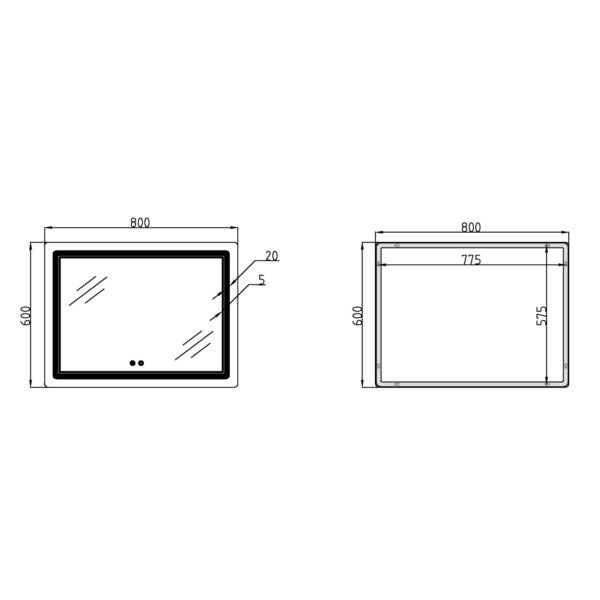 Зеркало Qtap Cardinal (CA2) 800х600 с LED-подсветкой Touch, с антизапотеванием, с диммером, рег. темп цвета (3000-6500K) Дзеркало Qtap Cardinal (CA2) 800х600 з LED-підсвічуванням Touch, з антизапотіванням, з димером, рег. темп. кольору (3000-6500K)
