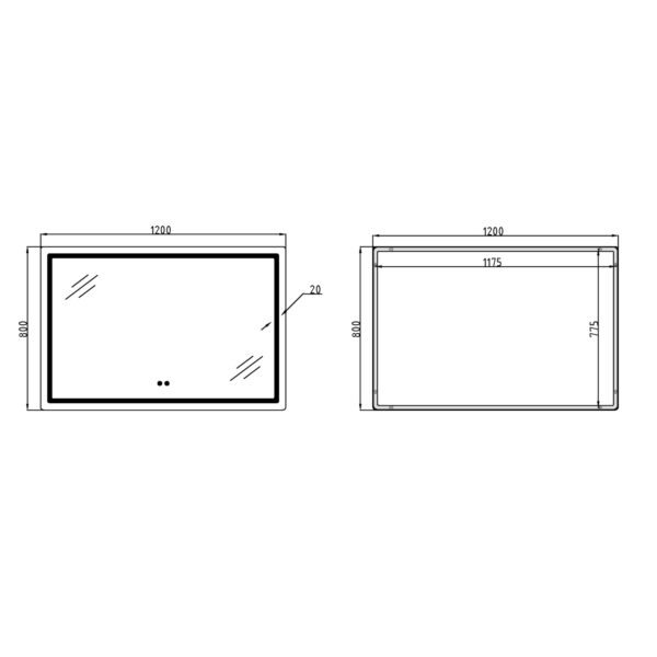 Дзеркало Qtap Mideya MI1) 1200х800 з LED-підсвічуванням Touch, з антизапотіванням, димером, рег. яскравості QT2078F12080 Дзеркало Qtap Mideya MI1) 1200х800 з LED-підсвічуванням Touch, з антизапотіванням, димером, рег. яскравості QT2078F12080