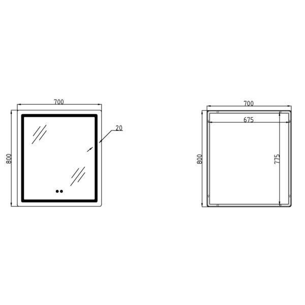 Зеркало Qtap Mideya (MI2) 700х800 с LED-подсветкой Touch, с антизапотеванием, диммером, рег. яркости QT2078DCF7080 Дзеркало Qtap Mideya (MI2) 700х800 з LED-підсвічуванням Touch, з антизапотіванням, димером, рег. яскравості QT2078DCF7080