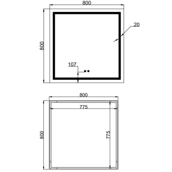 Дзеркало Qtap Mideya (MI1) 800x800 з LED-підсвічуванням Touch, з антизапотіванням, димером, рег. яскравості QT2078NCF808048477 Дзеркало Qtap Mideya (MI1) 800x800 з LED-підсвічуванням Touch, з антизапотіванням, димером, рег. яскравості QT2078NCF808048477