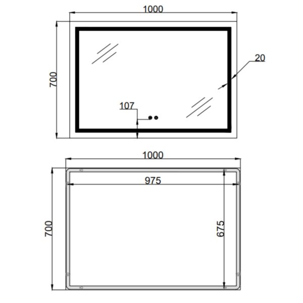 Дзеркало Qtap Mideya (MI1) 1000х700 з LED-підсвічуванням Touch, з антизапотіванням, димером, рег. яскравості QT2078NCF10070 Дзеркало Qtap Mideya (MI1) 1000х700 з LED-підсвічуванням Touch, з антизапотіванням, димером, рег. яскравості QT2078NCF10070