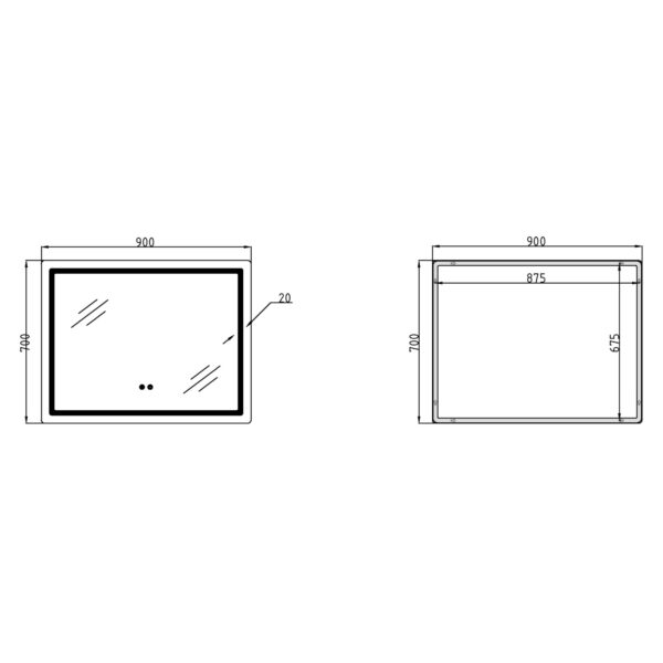 Зеркало Qtap Mideya (MI2) 900х700 с LED-подсветкой Touch, с антизапотеванием, с диммером, рег. яркости QT2078NCF9070 Дзеркало Qtap Mideya (MI2) 900х700 з LED-підсвічуванням Touch, з антизапотіванням, з димером, рег. яскравості QT2078NCF9070