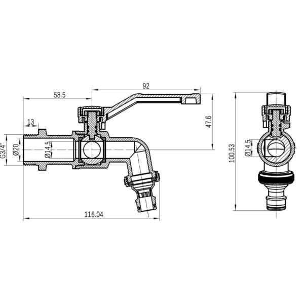 Кран кульовий для поливу Thermo Alliance Forte 3/4"З незамерзаючий TAF141W20 Кран кульовий для поливу Thermo Alliance Forte 3/4"З незамерзаючий TAF141W20