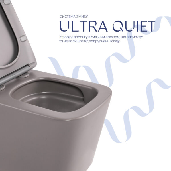 Унитаз подвесной Qtap Tern Ultra Quiet 520×345×325 мм, Stone grey, с сиденьем Slim Duroplast / Soft-close / Quick Release Унітаз підвісний Qtap Tern Ultra Quiet 520×345×325 мм, Stone grey, з сидінням Slim Duroplast / Soft-close / Quick Release