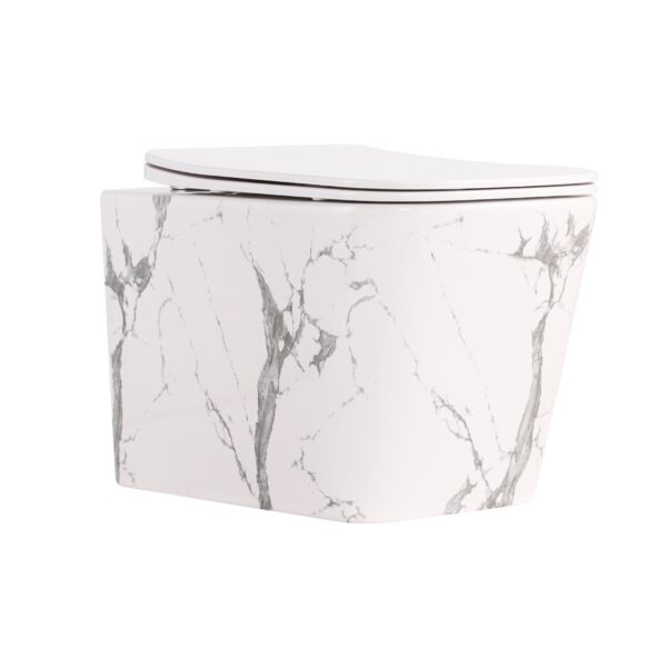 Унитаз подвесной Qtap Tern Ultra Quiet 520×345×325 мм, Marble, с сиденьем Slim Duroplast / Soft-close / Quick Release Унітаз підвісний Qtap Tern Ultra Quiet 520×345×325 мм, Marble, з сидінням Slim Duroplast / Soft-close / Quick Release