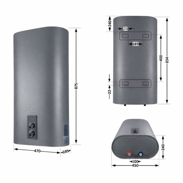 Водонагрівач електричний Thermo Alliance 50 л Grey, плоский вертикальний, мокрий ТЕН 2 кВт (0,8+1,2) DT50V20G(PD)/2G Водонагрівач електричний Thermo Alliance 50 л Grey, плоский вертикальний, мокрий ТЕН 2 кВт (0,8+1,2) DT50V20G(PD)/2G