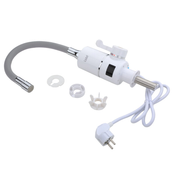 Проточный кран-водонагреватель с гибким изливом для кухни Lidz Warm 065 LDWAR065GRE49096 White/Grey Проточний кран-водонагрівач з гнучким виливом для кухні Lidz Warm 065 LDWAR065GRE49096 White/Grey