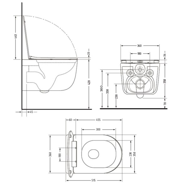 Унітаз підвісний Qtap Taurus Ultra Quiet 515×360×350 мм, White, з сидінням Slim Duroplast / Soft-close / Quick Release Унітаз підвісний Qtap Taurus Ultra Quiet 515×360×350 мм, White, з сидінням Slim Duroplast / Soft-close / Quick Release