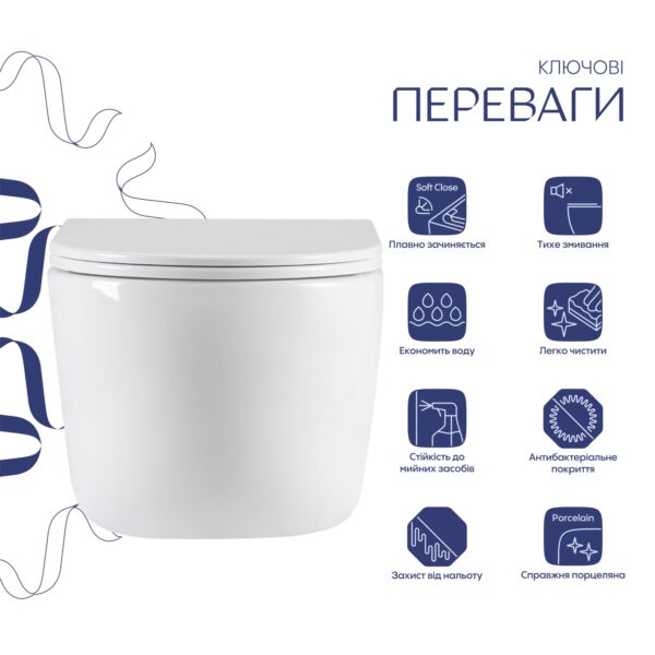 Унітаз підвісний Qtap Taurus Ultra Quiet 515×360×350 мм, White, з сидінням Slim Duroplast / Soft-close / Quick Release Унітаз підвісний Qtap Taurus Ultra Quiet 515×360×350 мм, White, з сидінням Slim Duroplast / Soft-close / Quick Release