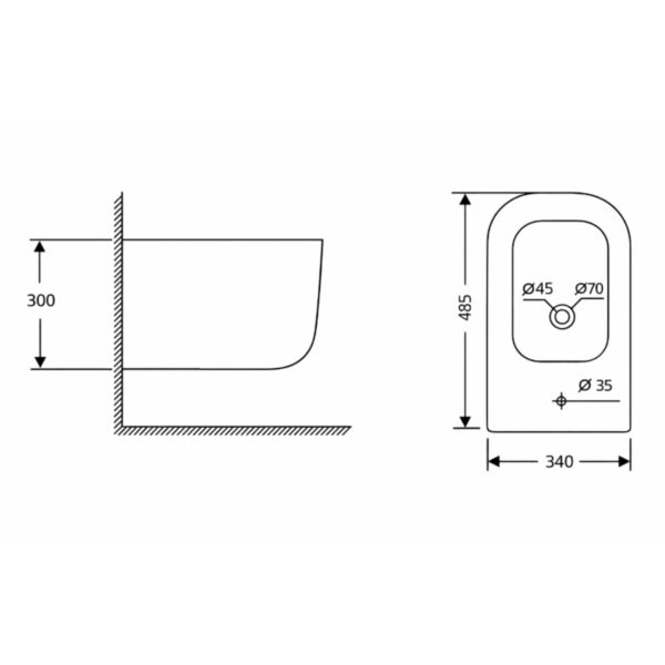 Біде підвісне Qtap Gemini 485×340×300 мм, White QTTAU28W49120 Біде підвісне Qtap Gemini 485×340×300 мм, White QTTAU28W49120