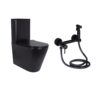 Комплект 2 в 1: підлоговий унітаз Qtap Scorpio Matt Black QT14226088AMB + набір гігієнічного душу Lidz Aria Black LDARI110BLA43394