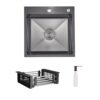 Комплект Lidz Handmade H5050HB Мойка для кухни интегрированная Decor Black PVD Honeycomb в комплекте с дозатором + Lidz LIDZK01B Комплект Lidz Handmade H5050HB Мийка для кухні інтегрована Decor Black PVD Honeycomb у комплекті з дозатором + Lidz LIDZK01B